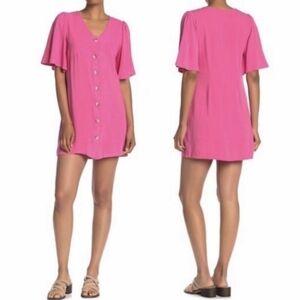GOOD luck gem cotton linen mini dress pink medium